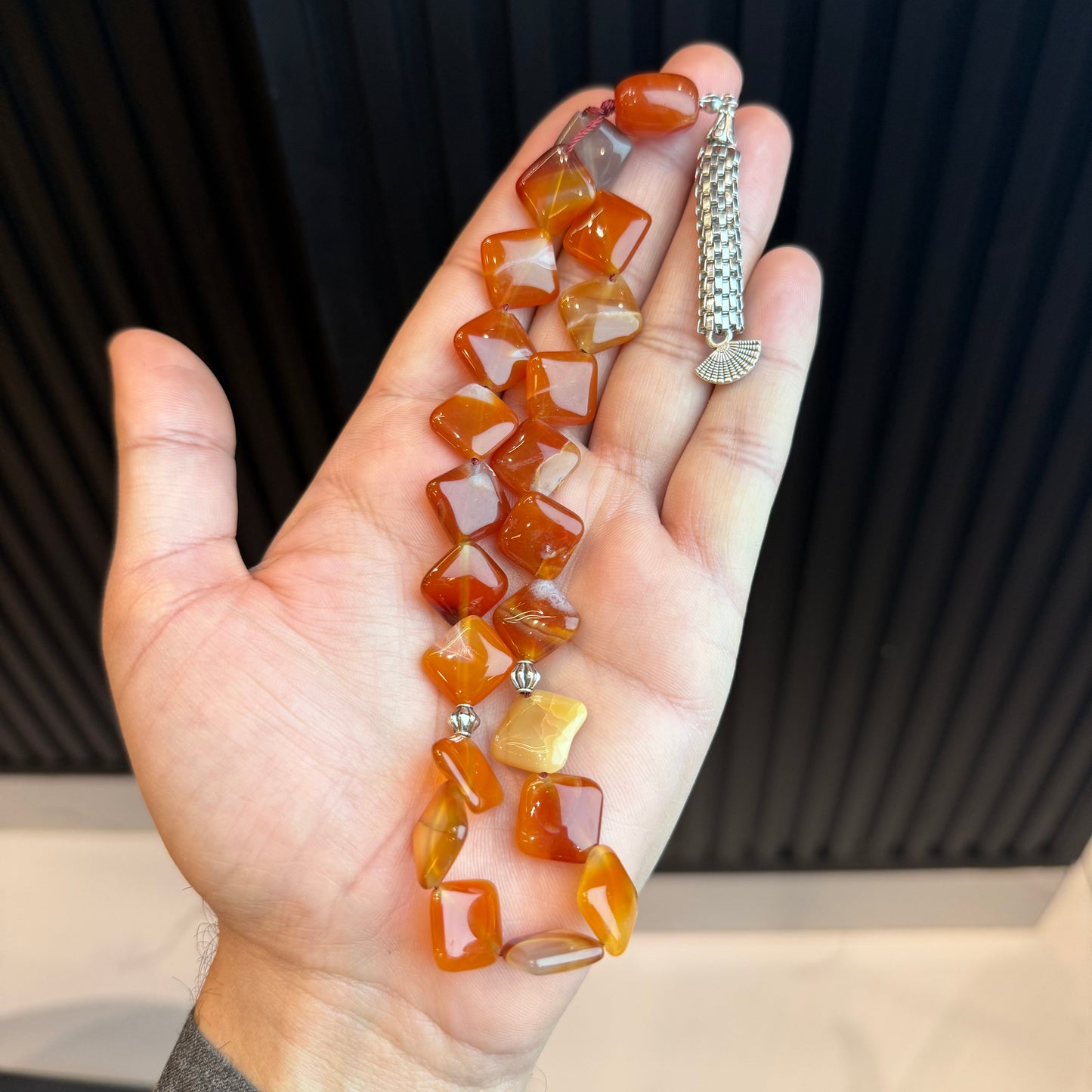 Premium Natural Yemeni Aqeeq Star Shape Tasbih | Handcrafted Stone Tasbih