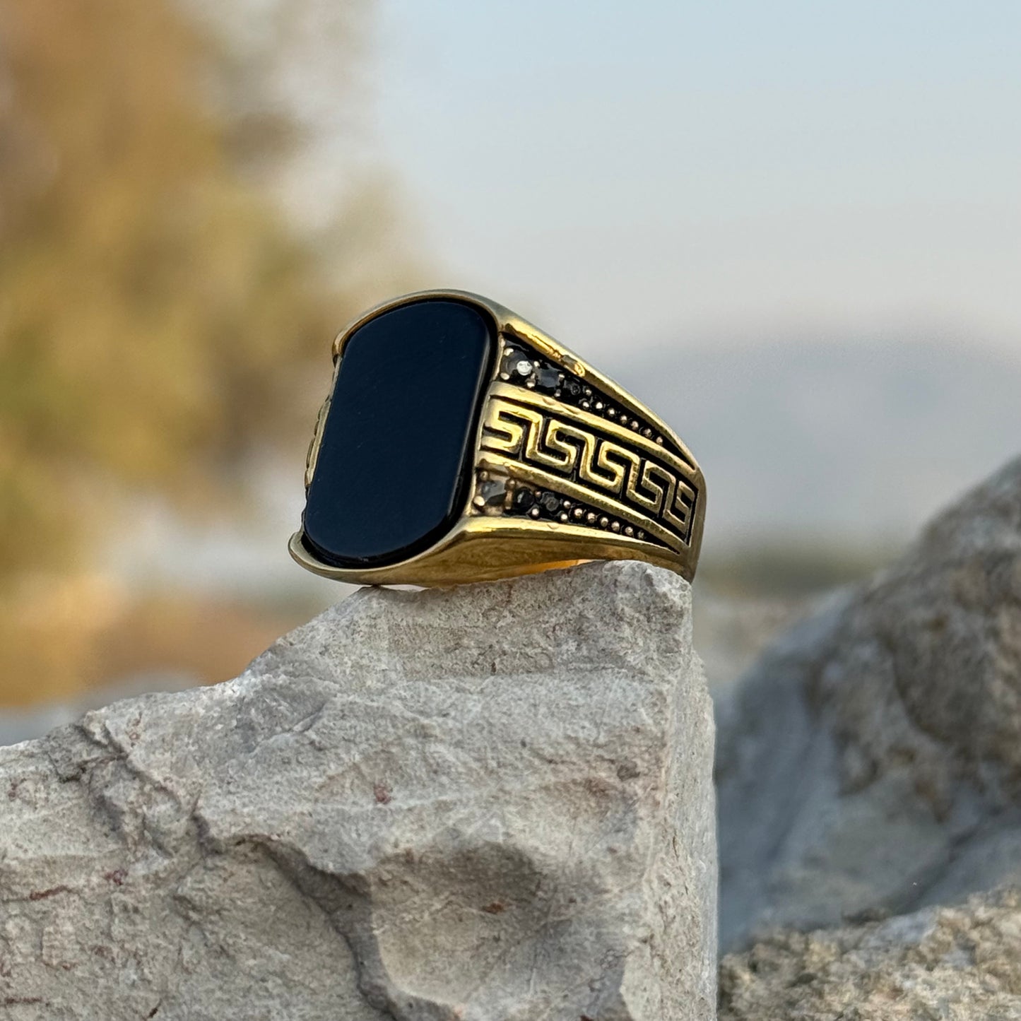 Deal of 7 — 6 rings (Neelum, Black Aqeeq & Feroza Rings with 5 Perfume Kit )| Top Selling Combo Note: Ring size will be confirmed after your order is received.