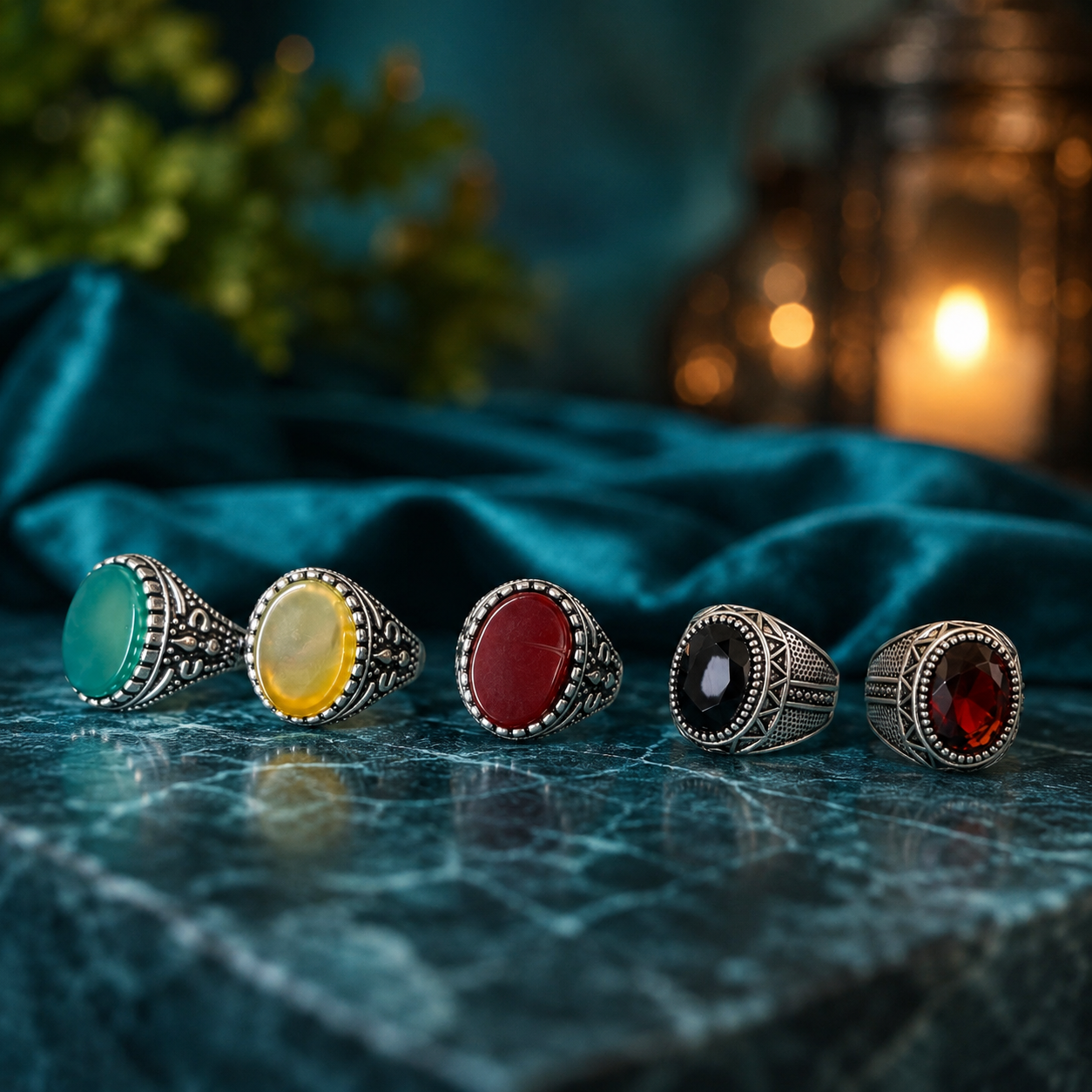 Premium Gemstone Ring Combo – Set of 5 Stylish Vintage Rings | Special Deal Rs . 2500