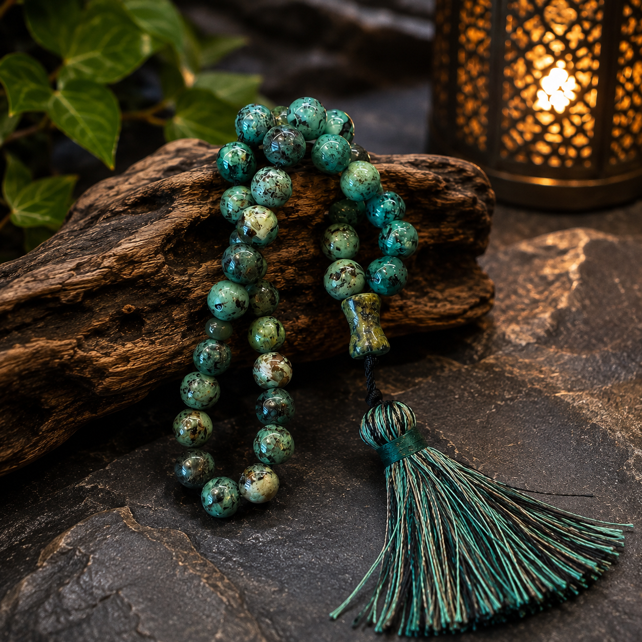 Premium Feroza Tasbeeh – Natural Stone | Elegant Islamic Gift | Rs. 4500