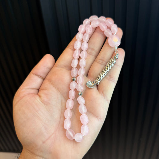 Premium Natural Rose Quartz Tasbih | Handcrafted Stone Tasbih