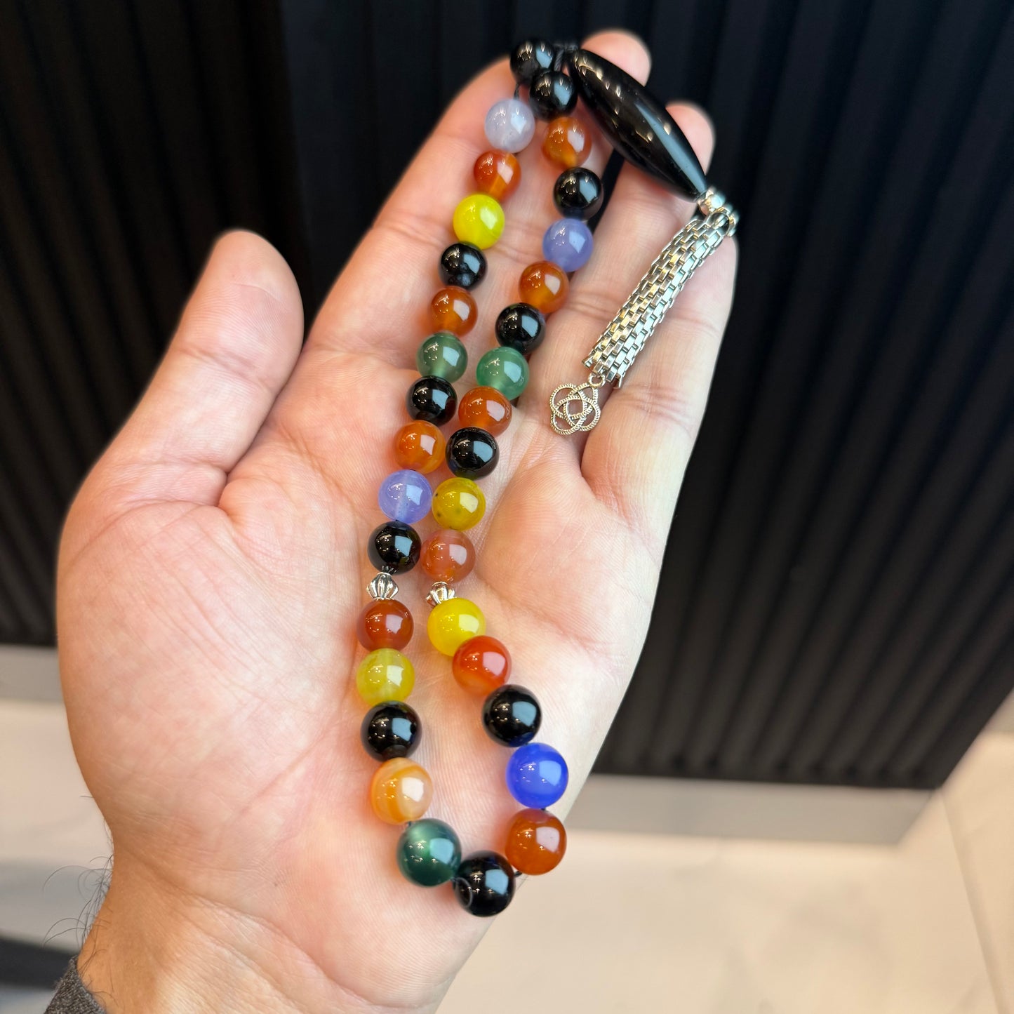 Premium Natural Mix Aqeeq Tasbih | Handcrafted Stone Tasbih