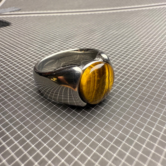 Italian Stainless Steel Tiger Aqeeq Ring with Free Home Delivery