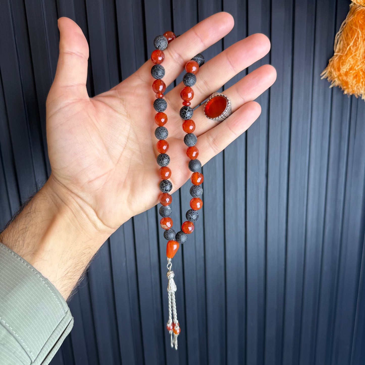Antique Sulamani Yammni Aqeeq Tasbih with Yammni Aqeeq Ring