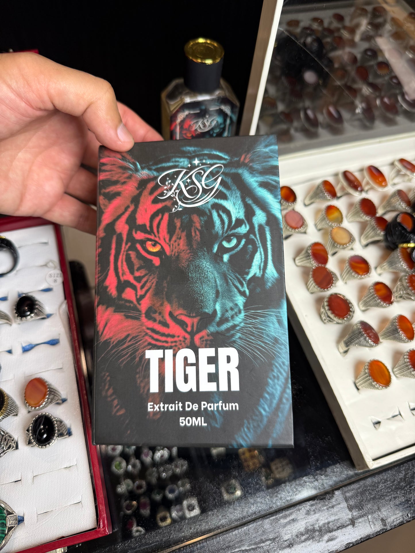 Deal of 8 TIGER perfume + 7 Natural Gemstone Rings