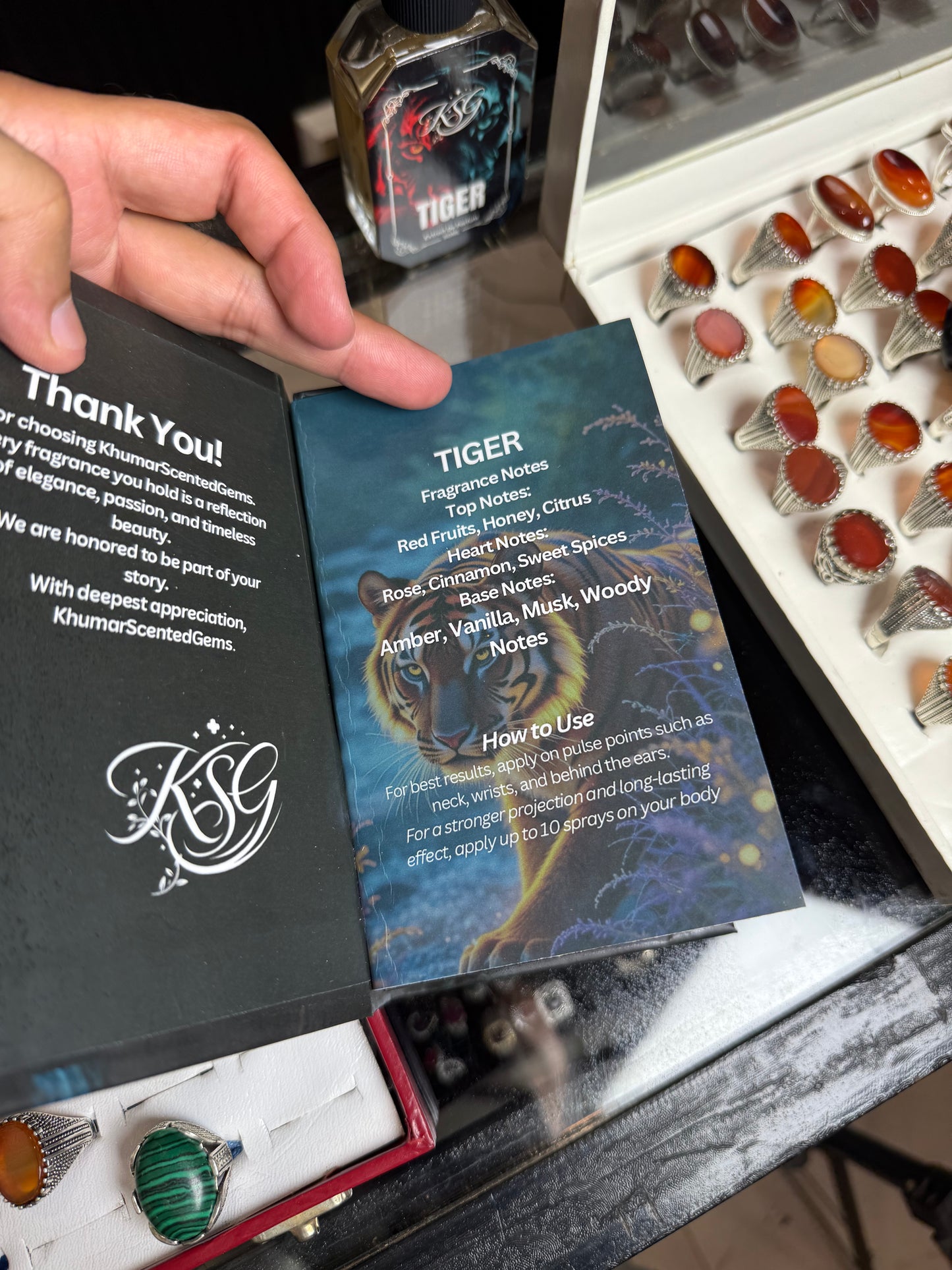 Deal of 8 TIGER perfume + 7 Natural Gemstone Rings