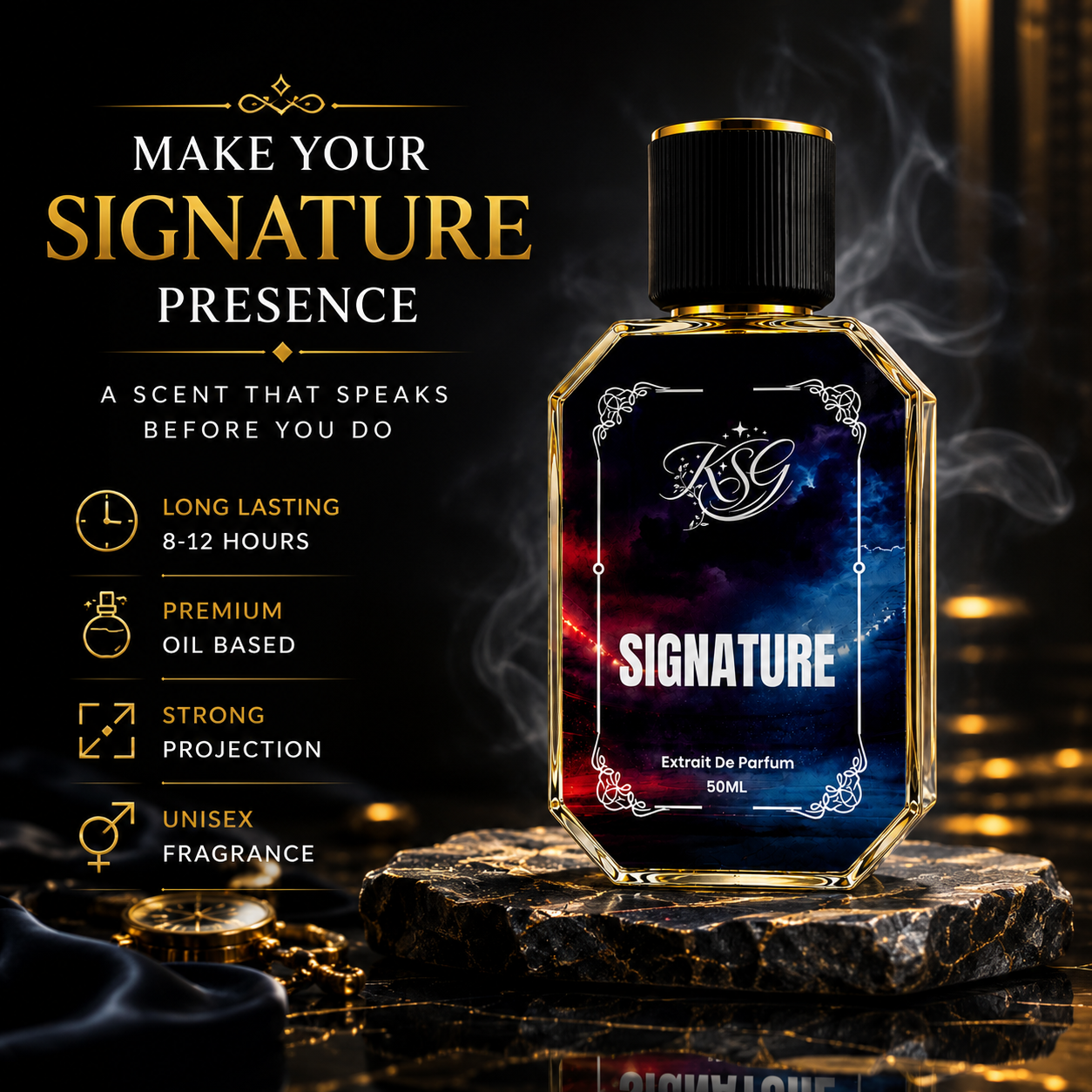 Signature Extrait De Parfum 50ML – Long Lasting Premium Perfume for Men | Fresh Sporty Fragrance | Strong Projection