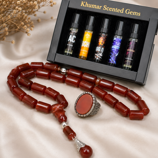 Premium Yamni Aqeeq Ring & Tasbeeh Set | Elegant Islamic Gift Collection