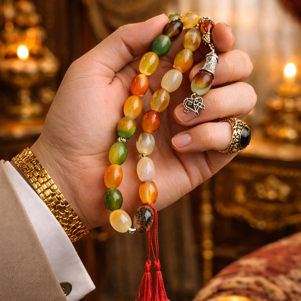 Mix Colour Aqeeq Tasbih – 21 Beads | Free Home Delivery