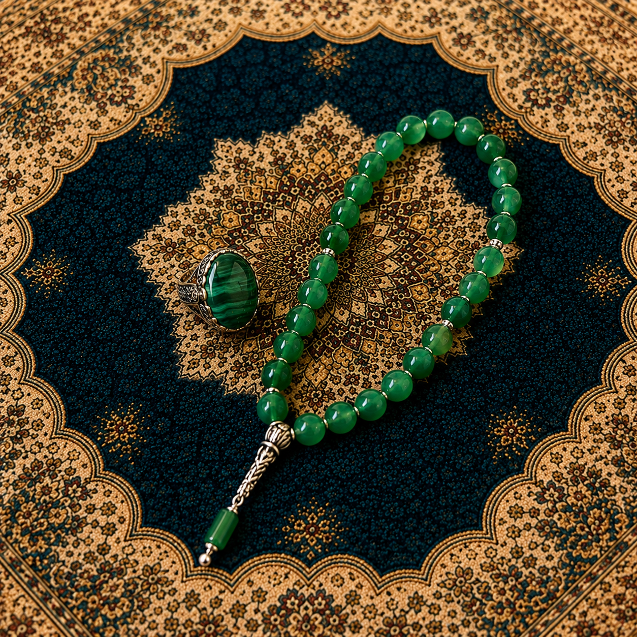 Premium Green Tasbeeh & Stone Ring deal | Only Rs . 2500
