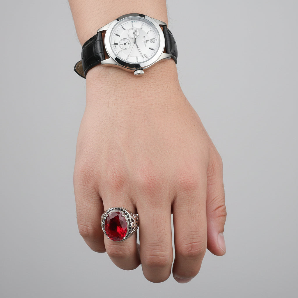 Stunning Irani Yaqoot clone Ring – Rich Red Gemstone for Refined Style