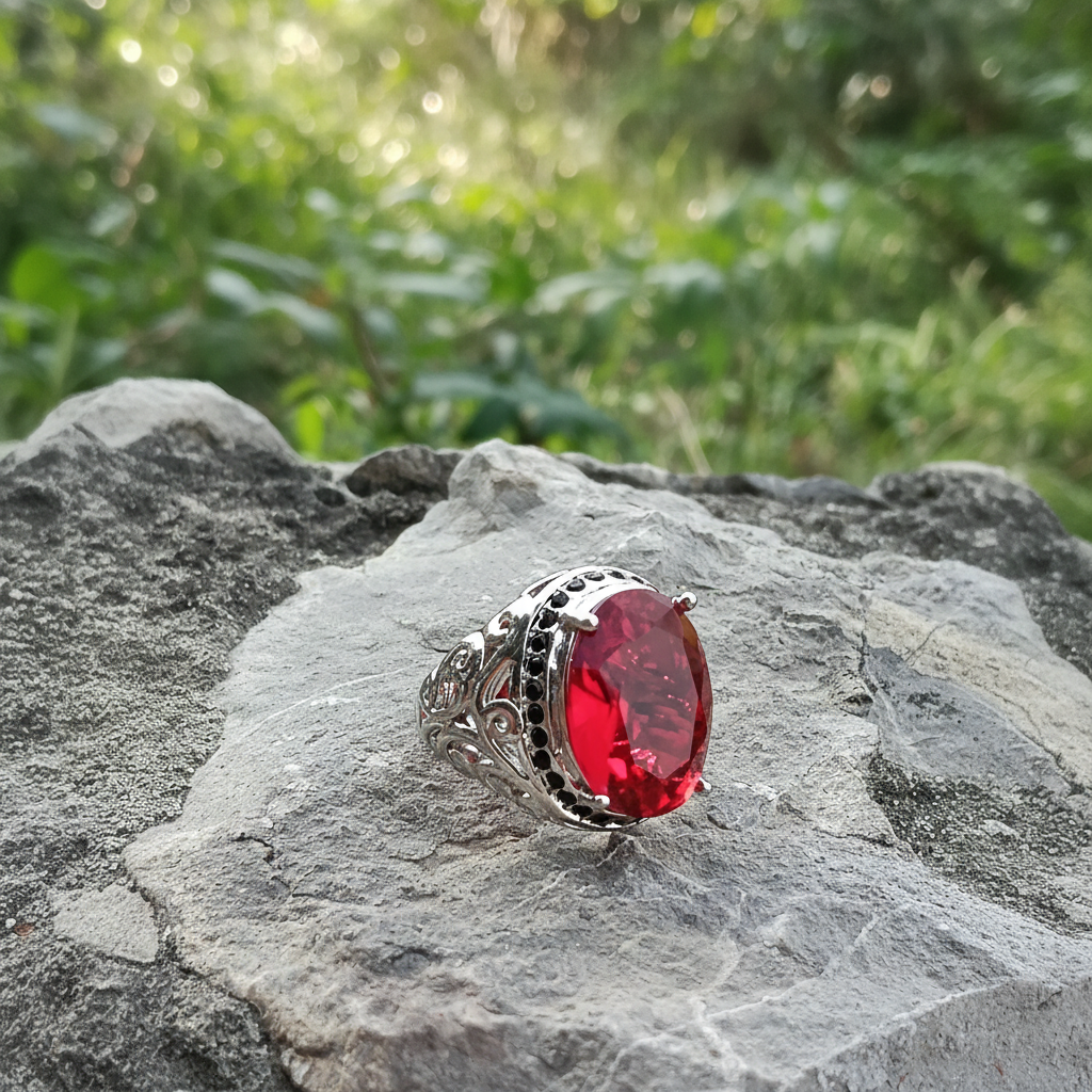 Stunning Irani Yaqoot clone Ring – Rich Red Gemstone for Refined Style