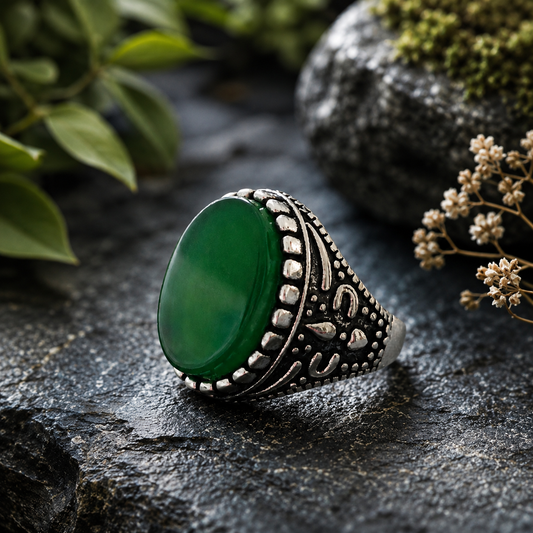 Yemeni Green Aqeeq beautiful ring