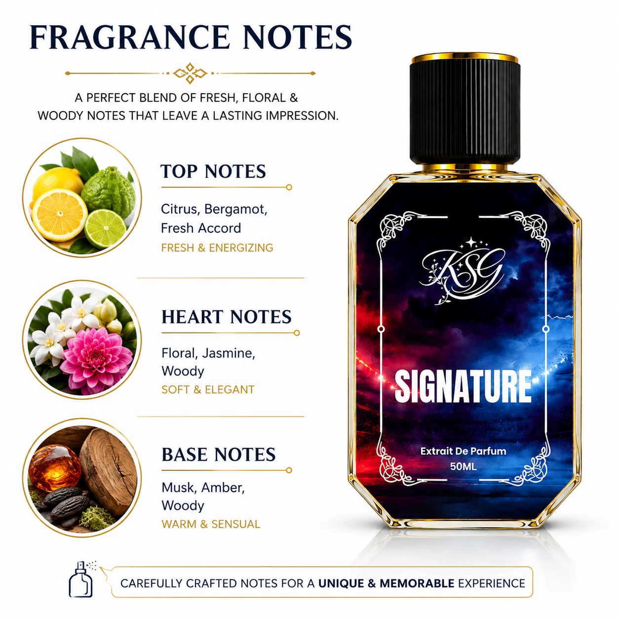 Signature Extrait De Parfum 50ML – Long Lasting Premium Perfume for Men | Fresh Sporty Fragrance | Strong Projection