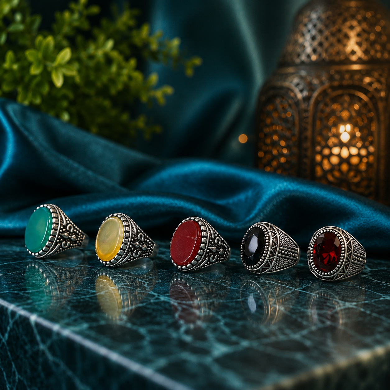 Premium Gemstone Ring Combo – Set of 5 Stylish Vintage Rings | Special Deal Rs . 2500