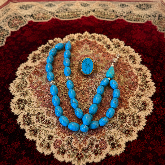 Premium Turquoise Tasbeeh & Ring Set | Elegance, Tradition & Spiritual Beauty