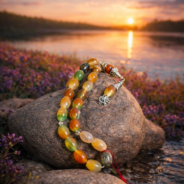 Mix Colour Aqeeq Tasbih – 21 Beads | Free Home Delivery
