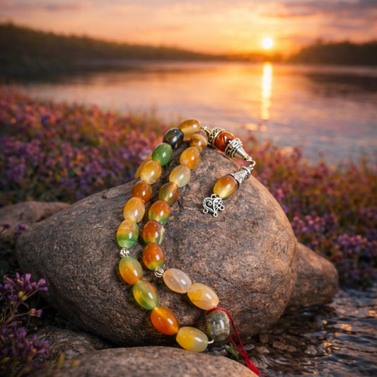 Mix Colour Aqeeq Tasbih – 21 Beads | Free Home Delivery
