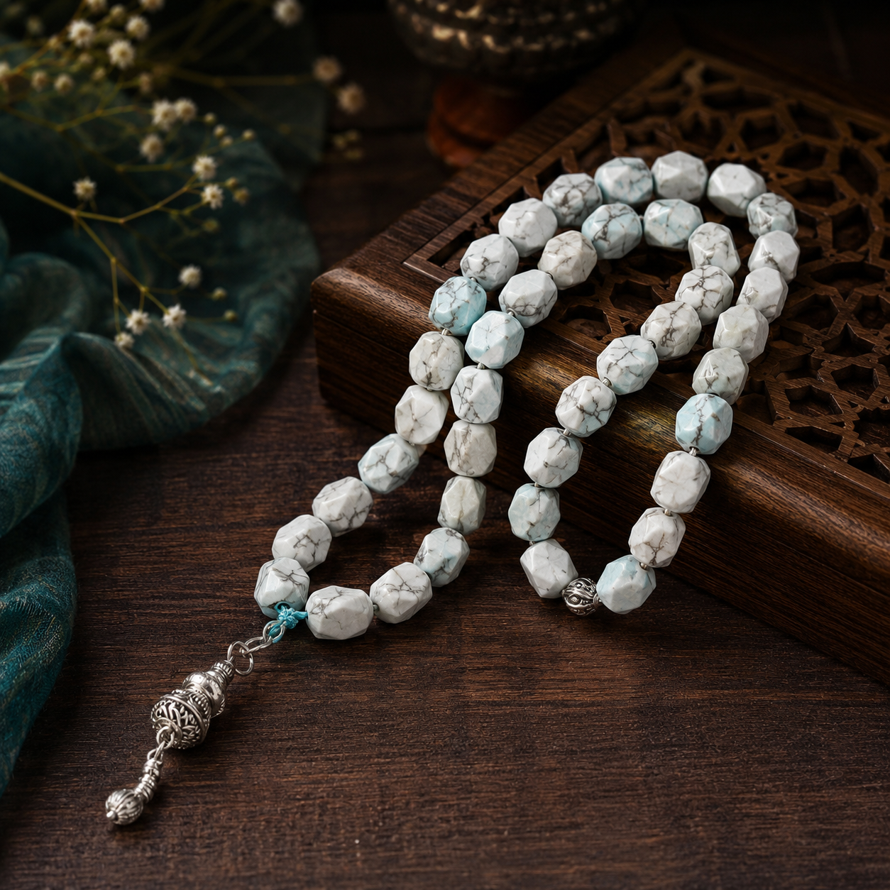 Premium White Howlite Stone Tasbeeh  | Elegant & Timeless