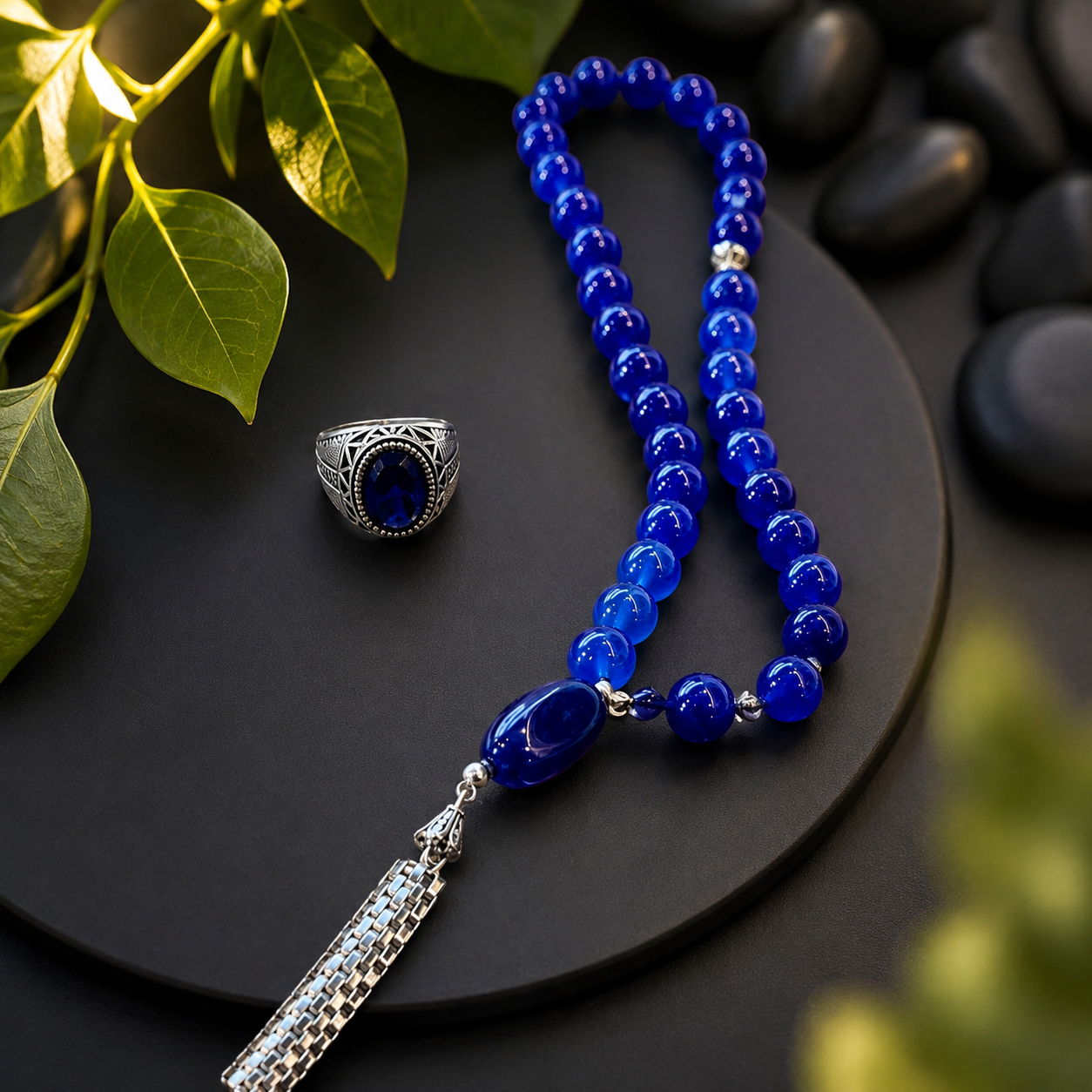 Royal Blue Tasbeeh & Ring Luxury Deal