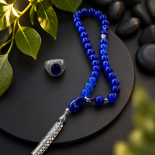 Royal Blue Tasbeeh & Ring Luxury Deal