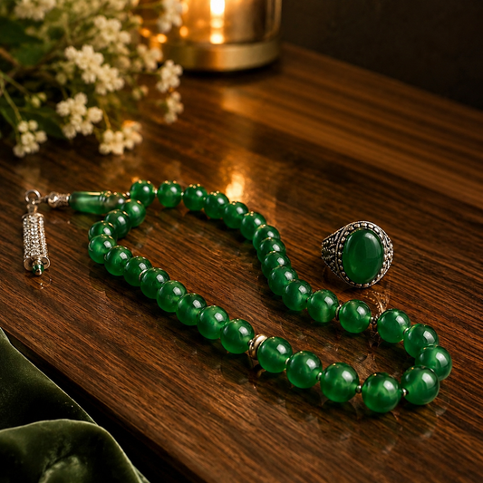 Green Aqeeq Ring & Tasbeeh Deal – Only Rs. 2,500